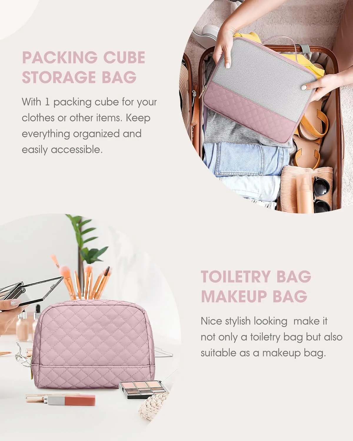 Travel Duffle Bag Weekender Bags: Pink Duffel Bag with Shoe Compartment Carry On Overnight Bag with Wet Pocket Yoga Gym Bags Hospital Bags for Labor and Delivery 3 Pcs Set