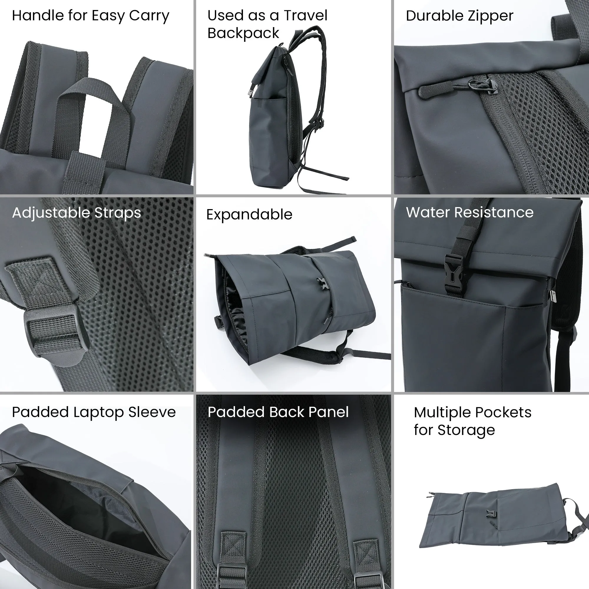 Travel Laptop Backpack with Padded Protection | Fits 15.6 inch | Black