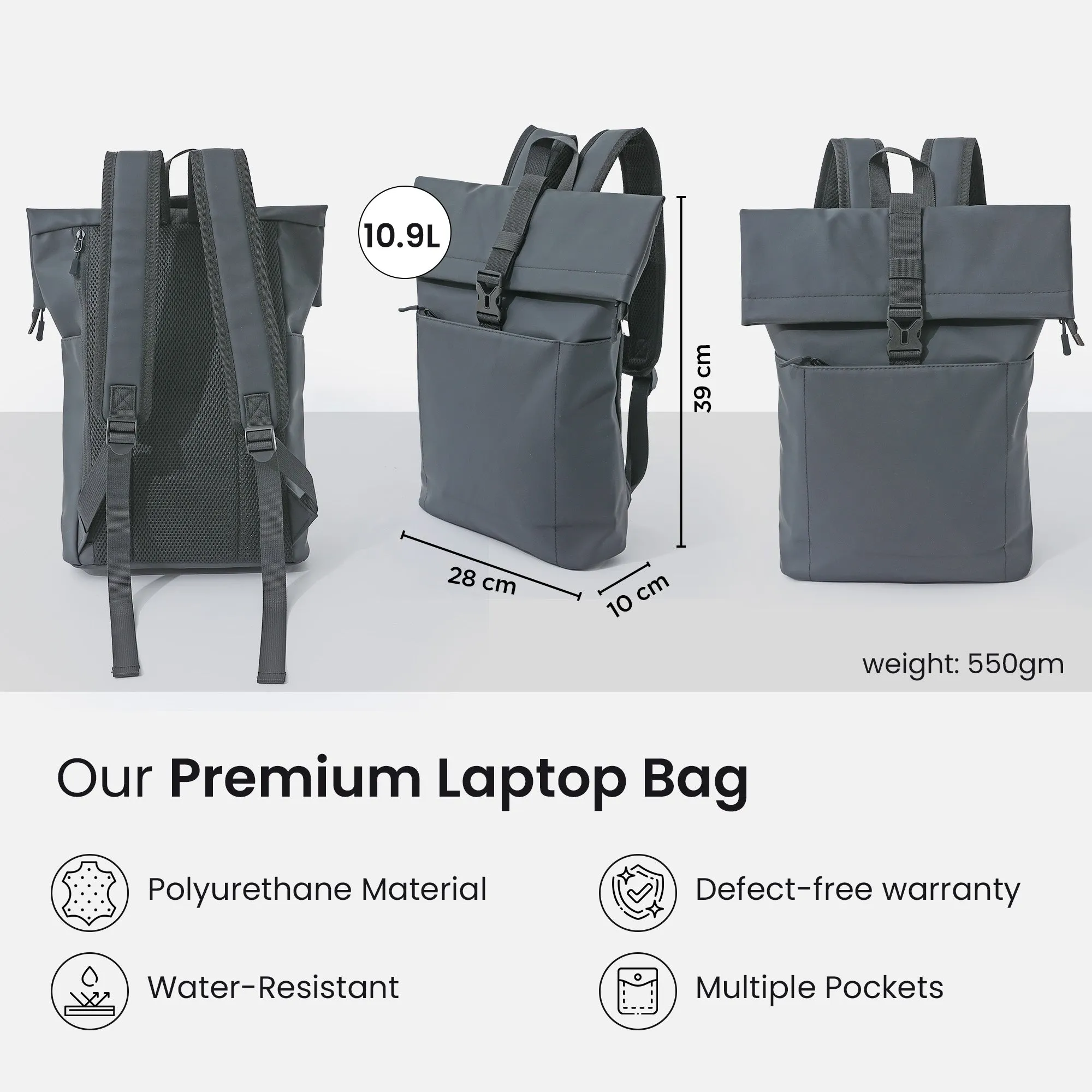 Travel Laptop Backpack with Padded Protection | Fits 15.6 inch | Black