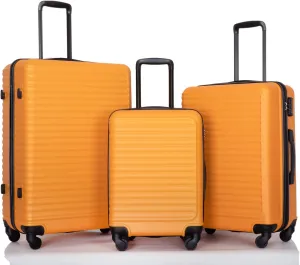 Travel Light and Secure with 3 Piece Luggage Set, Lightweight ABS Material, Spinner Wheels, Orange