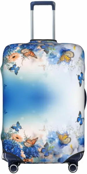 Travel Luggage Cover Suitcase Elastic Washable Butterflies And Flowers Suitcase Protector Bag,Dust-Proof With Zipper Closure Baggage Covers,X-Large