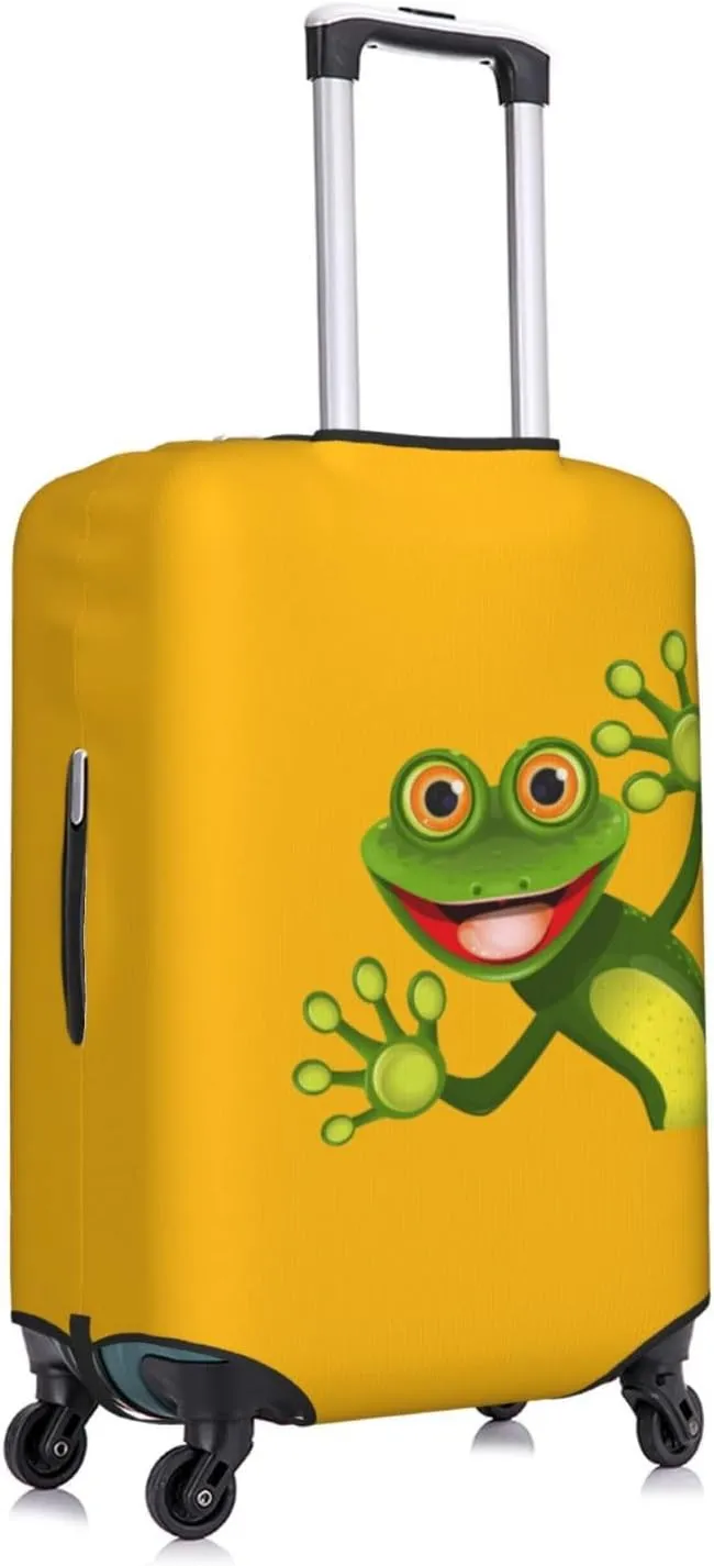 Travel Luggage Cover Suitcase Elastic Washable Cute Animal Frog Yellow Suitcase Protector Bag,Spandex Double-Sided Baggage Covers,Large