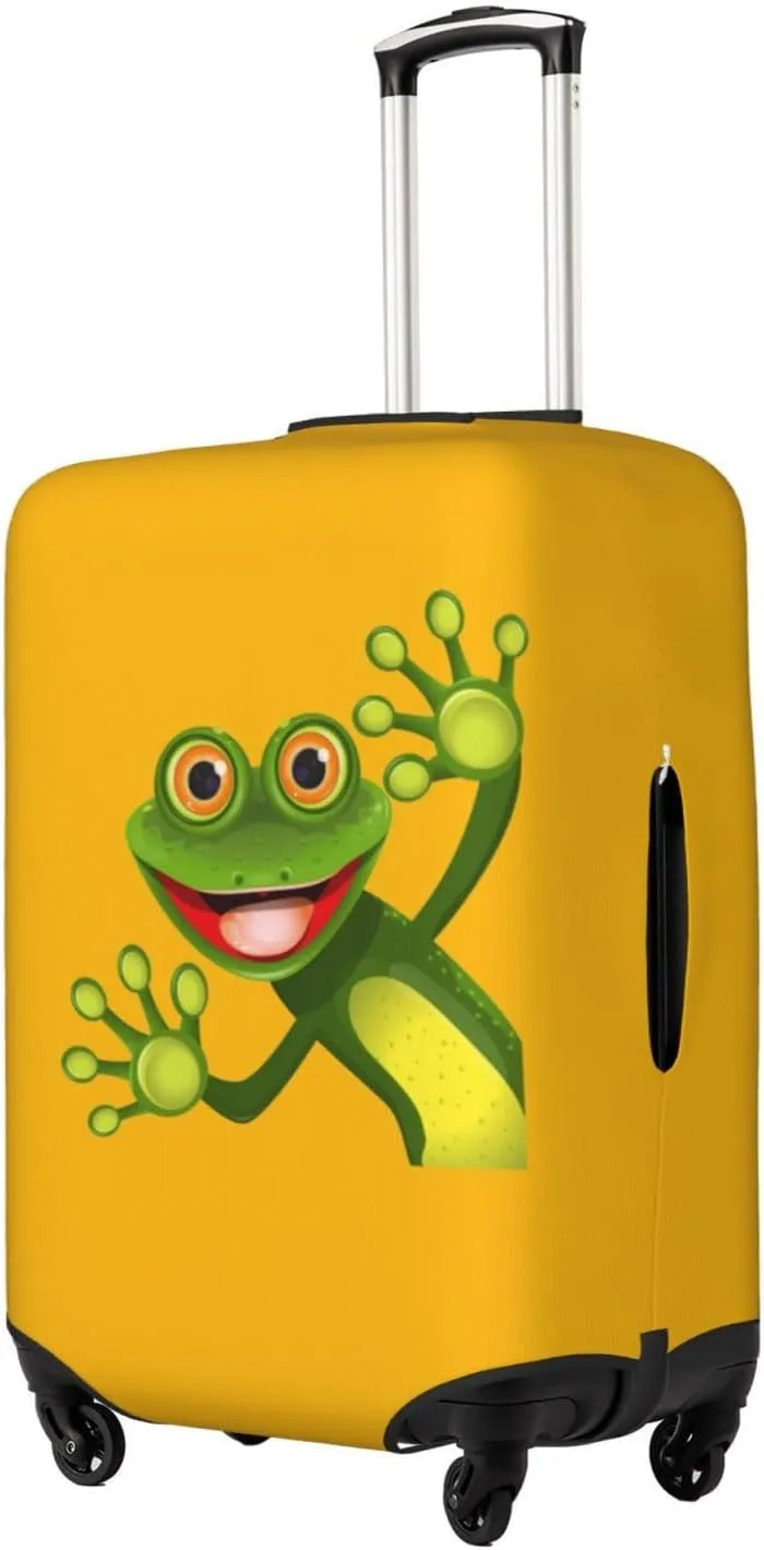 Travel Luggage Cover Suitcase Elastic Washable Cute Animal Frog Yellow Suitcase Protector Bag,Spandex Double-Sided Baggage Covers,Large