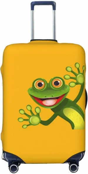 Travel Luggage Cover Suitcase Elastic Washable Cute Animal Frog Yellow Suitcase Protector Bag,Spandex Double-Sided Baggage Covers,Large