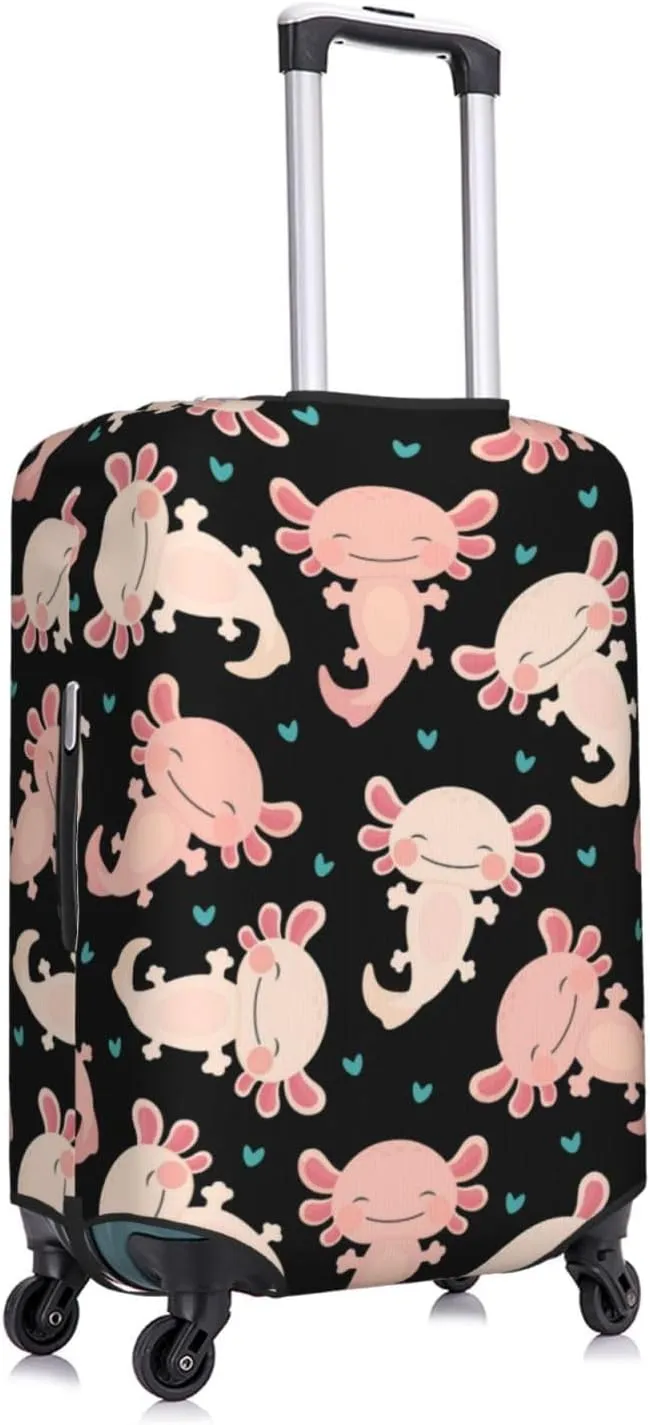 Travel Luggage Cover Suitcase Elastic Washable Cute Axolotl Suitcase Protector Bag,Dust-Proof With Zipper Closure Baggage Covers,Large