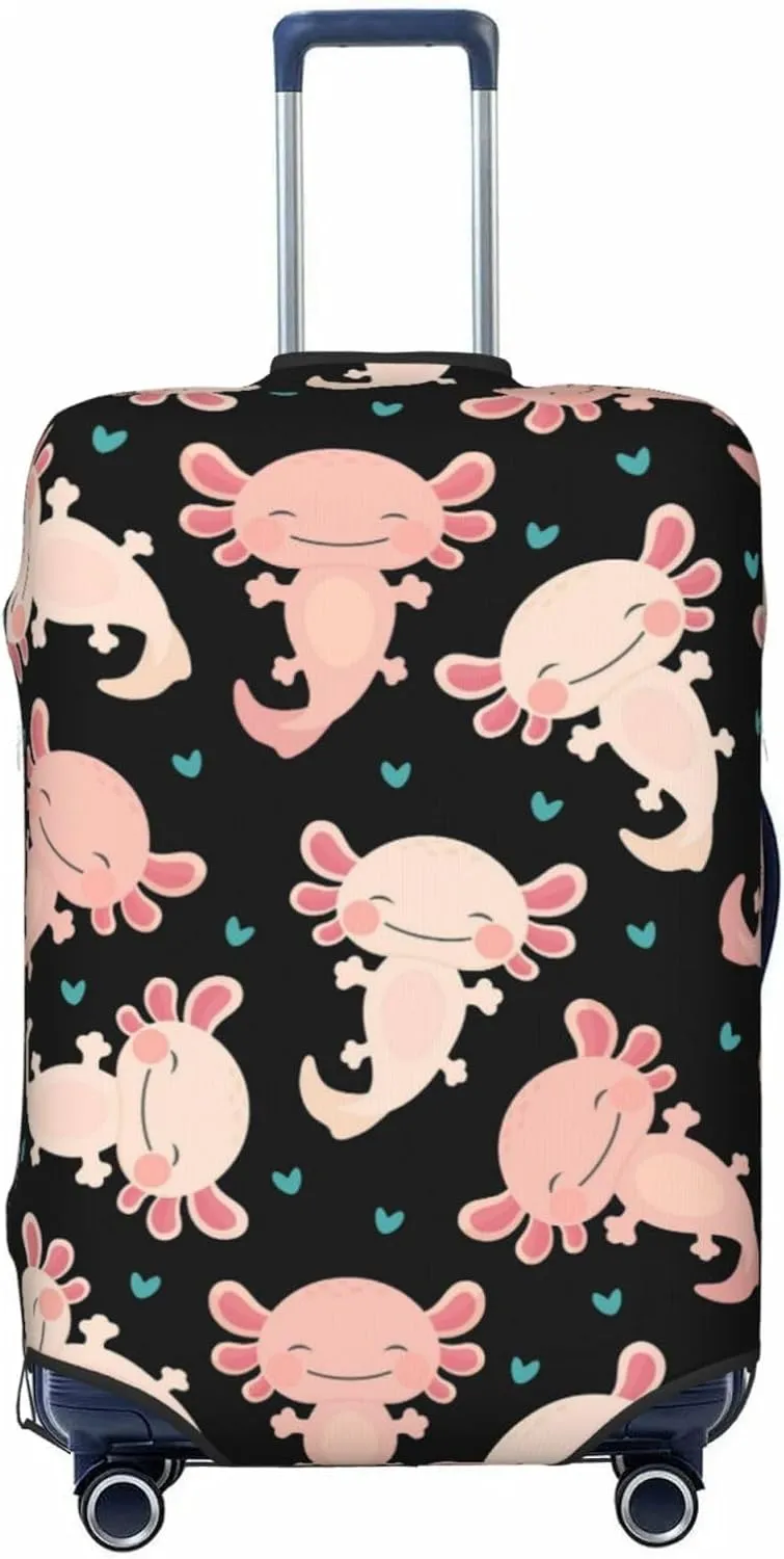 Travel Luggage Cover Suitcase Elastic Washable Cute Axolotl Suitcase Protector Bag,Dust-Proof With Zipper Closure Baggage Covers,Large