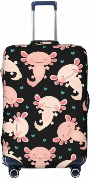 Travel Luggage Cover Suitcase Elastic Washable Cute Axolotl Suitcase Protector Bag,Dust-Proof With Zipper Closure Baggage Covers,Large