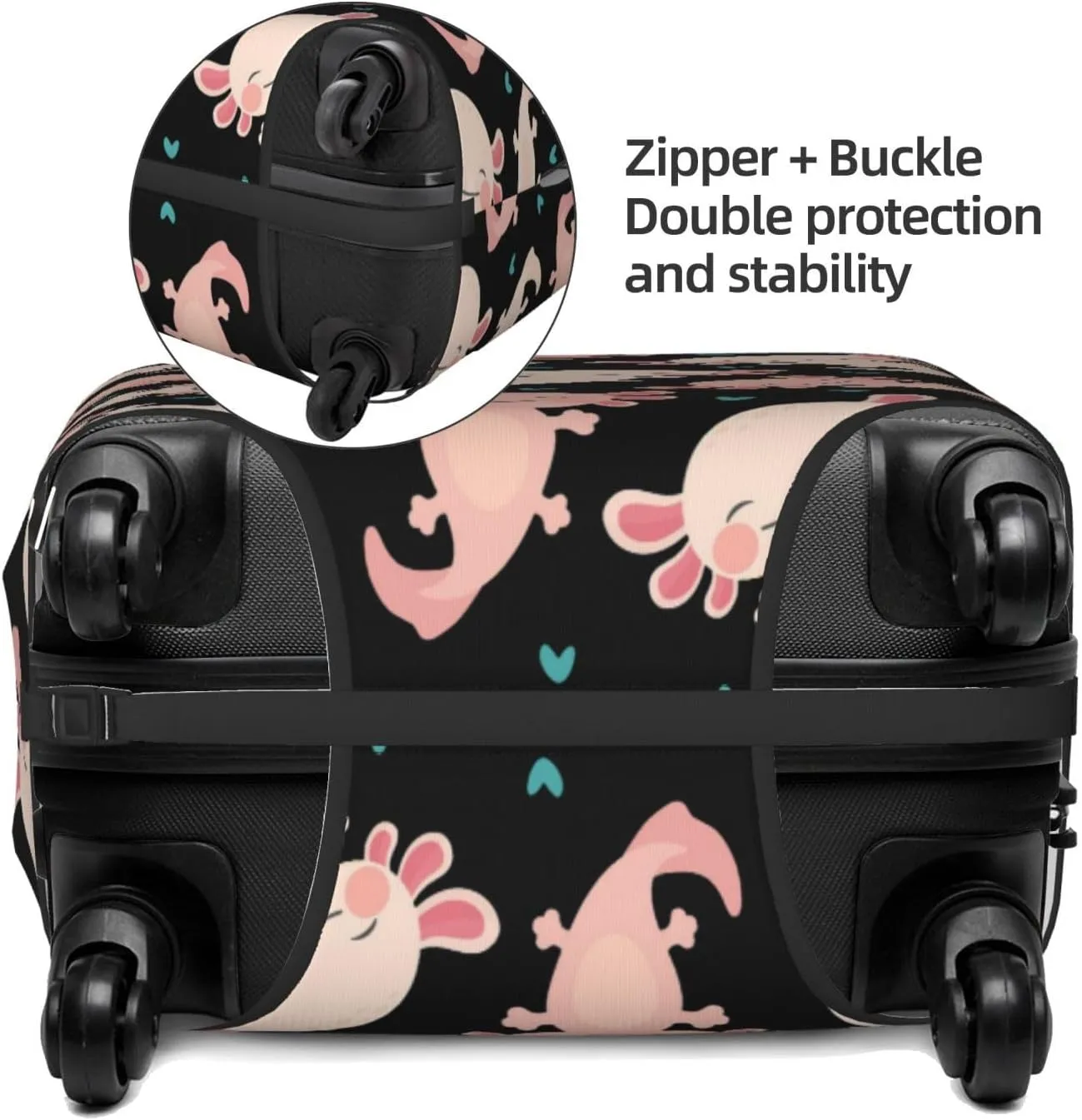 Travel Luggage Cover Suitcase Elastic Washable Cute Axolotl Suitcase Protector Bag,Dust-Proof With Zipper Closure Baggage Covers,Large
