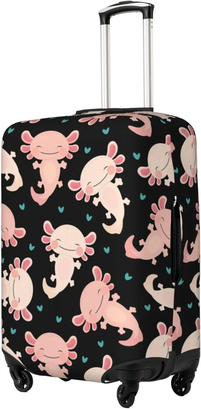 Travel Luggage Cover Suitcase Elastic Washable Cute Axolotl Suitcase Protector Bag,Dust-Proof With Zipper Closure Baggage Covers,Large
