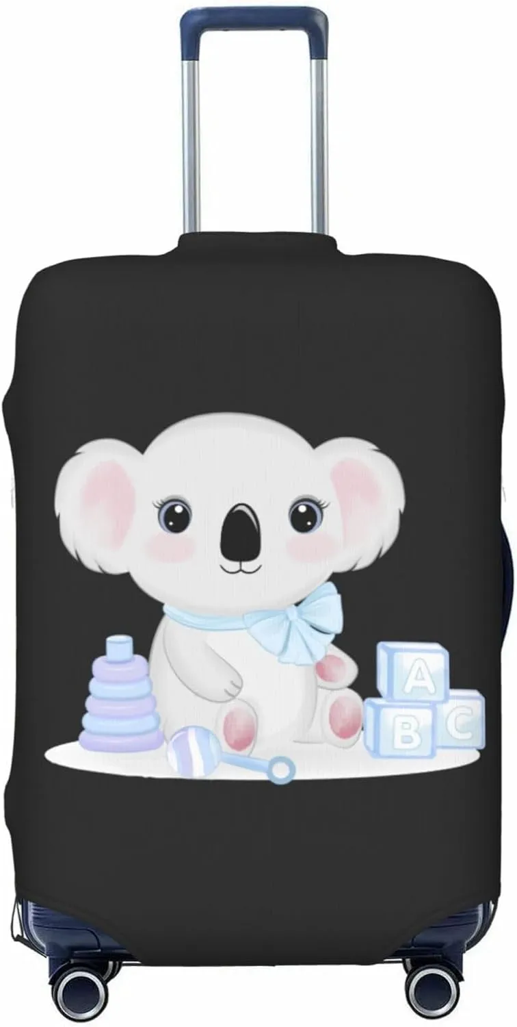 Travel Luggage Cover Suitcase Elastic Washable Cute Baby Koala Black Suitcase Protector Bag,Dust-Proof With Zipper Closure Baggage Covers,X-Large