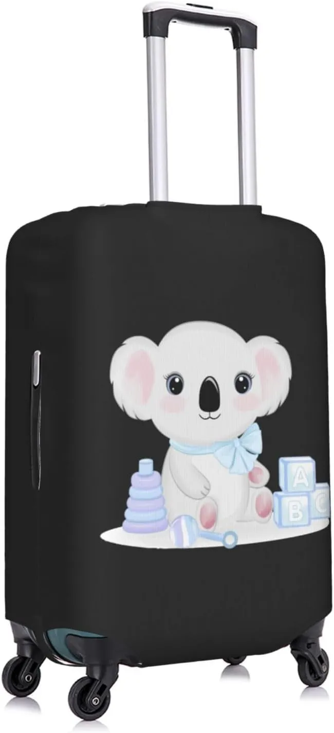 Travel Luggage Cover Suitcase Elastic Washable Cute Baby Koala Black Suitcase Protector Bag,Dust-Proof With Zipper Closure Baggage Covers,X-Large