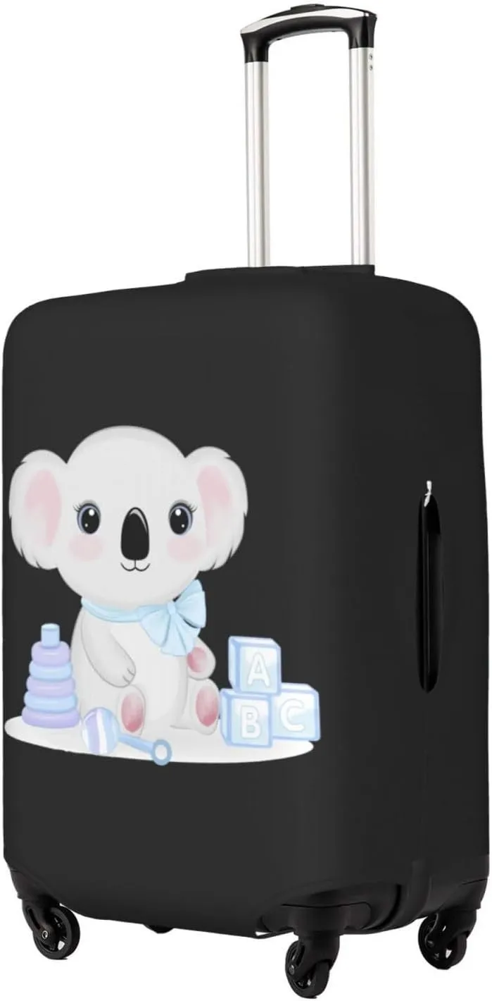Travel Luggage Cover Suitcase Elastic Washable Cute Baby Koala Black Suitcase Protector Bag,Dust-Proof With Zipper Closure Baggage Covers,X-Large