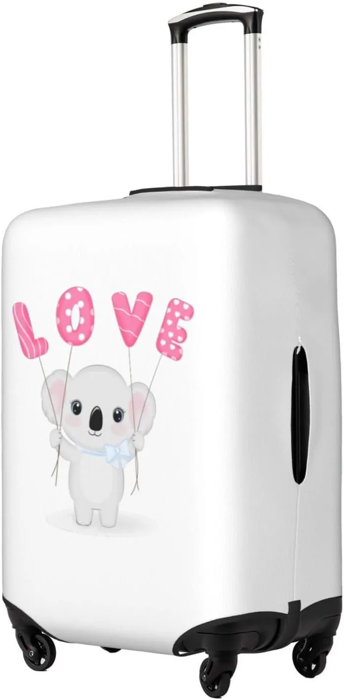 Travel Luggage Cover Suitcase Elastic Washable Cute Koala Holding Love Balloon Suitcase Protector Bag,Spandex With Zipper Closure Baggage Covers,Medium