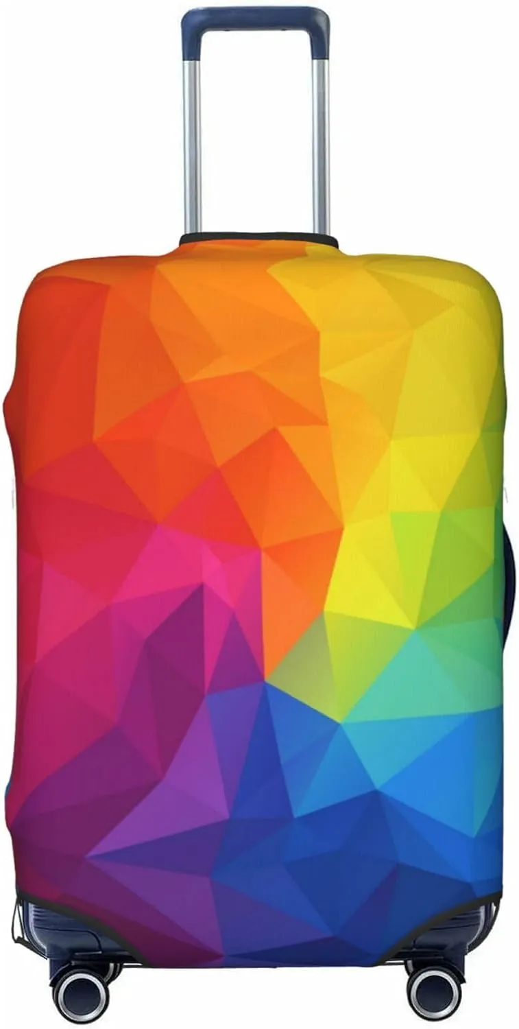 Travel Luggage Cover Suitcase Elastic Washable Gradient Rainbow Geometric Suitcase Protector Bag,Anti-Scratch Double-Sided Baggage Covers,Large