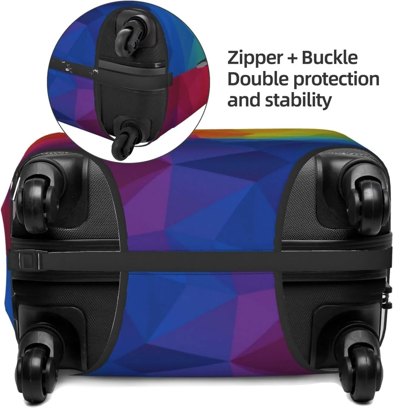 Travel Luggage Cover Suitcase Elastic Washable Gradient Rainbow Geometric Suitcase Protector Bag,Anti-Scratch Double-Sided Baggage Covers,Large