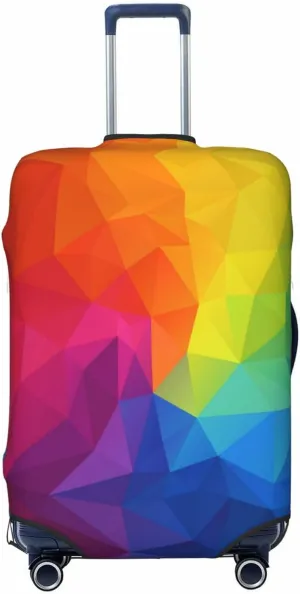 Travel Luggage Cover Suitcase Elastic Washable Gradient Rainbow Geometric Suitcase Protector Bag,Anti-Scratch Double-Sided Baggage Covers,Large