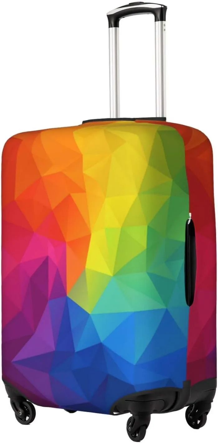 Travel Luggage Cover Suitcase Elastic Washable Gradient Rainbow Geometric Suitcase Protector Bag,Anti-Scratch Double-Sided Baggage Covers,Large