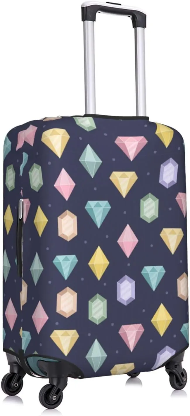 Travel Luggage Cover Suitcase Elastic Washable Magic Diamonds Crystals Print Suitcase Protector Bag,Anti-Scratch With Zipper Closure Baggage Covers,Large
