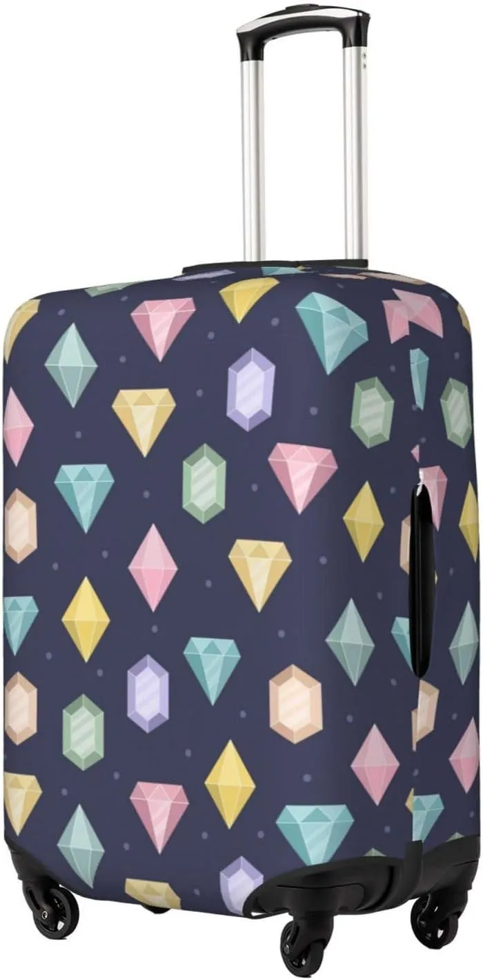 Travel Luggage Cover Suitcase Elastic Washable Magic Diamonds Crystals Print Suitcase Protector Bag,Anti-Scratch With Zipper Closure Baggage Covers,Large
