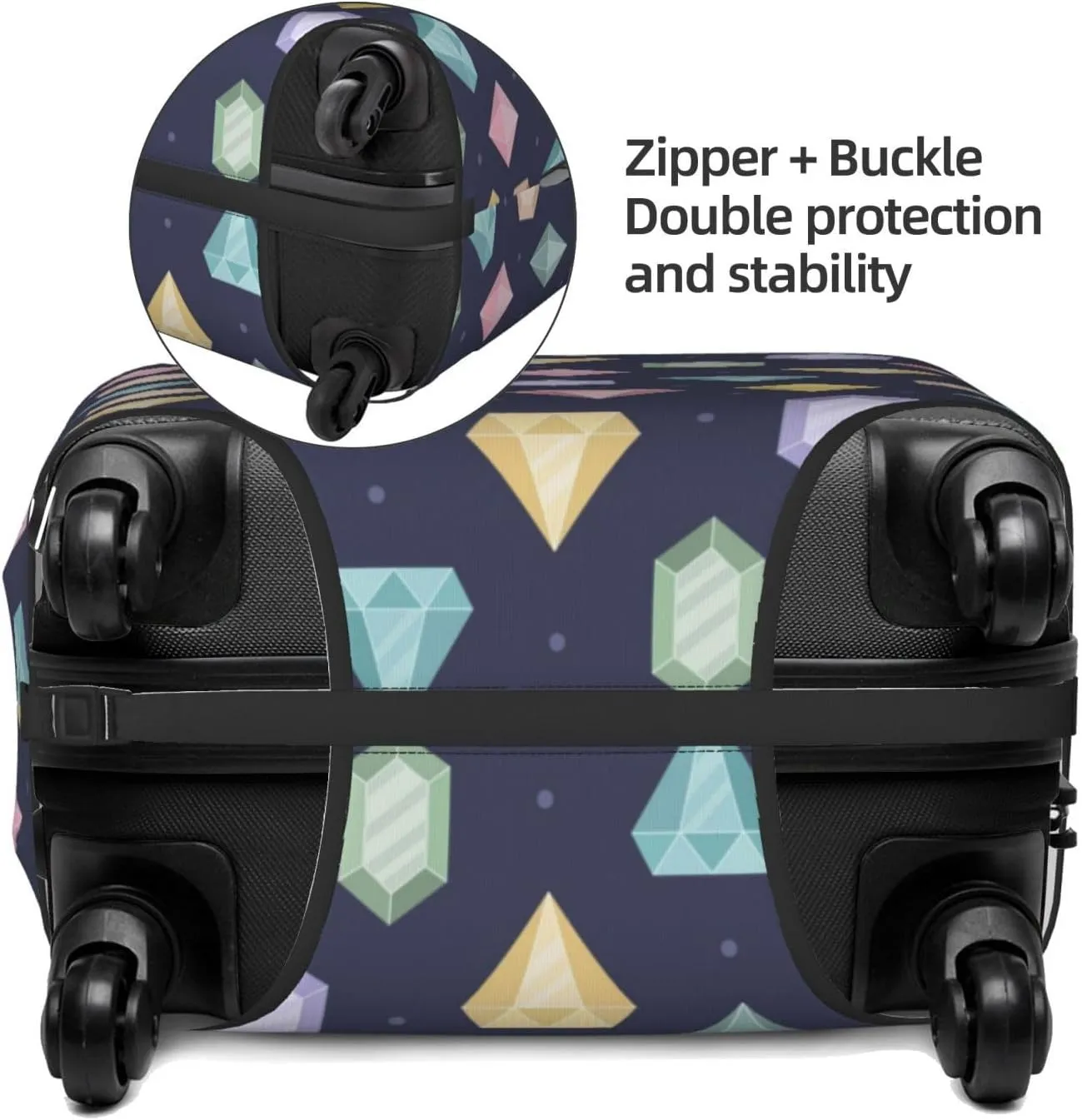 Travel Luggage Cover Suitcase Elastic Washable Magic Diamonds Crystals Print Suitcase Protector Bag,Anti-Scratch With Zipper Closure Baggage Covers,Large