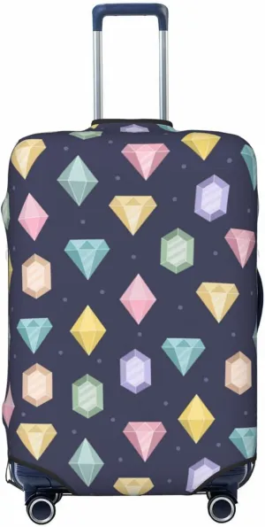 Travel Luggage Cover Suitcase Elastic Washable Magic Diamonds Crystals Print Suitcase Protector Bag,Anti-Scratch With Zipper Closure Baggage Covers,Large