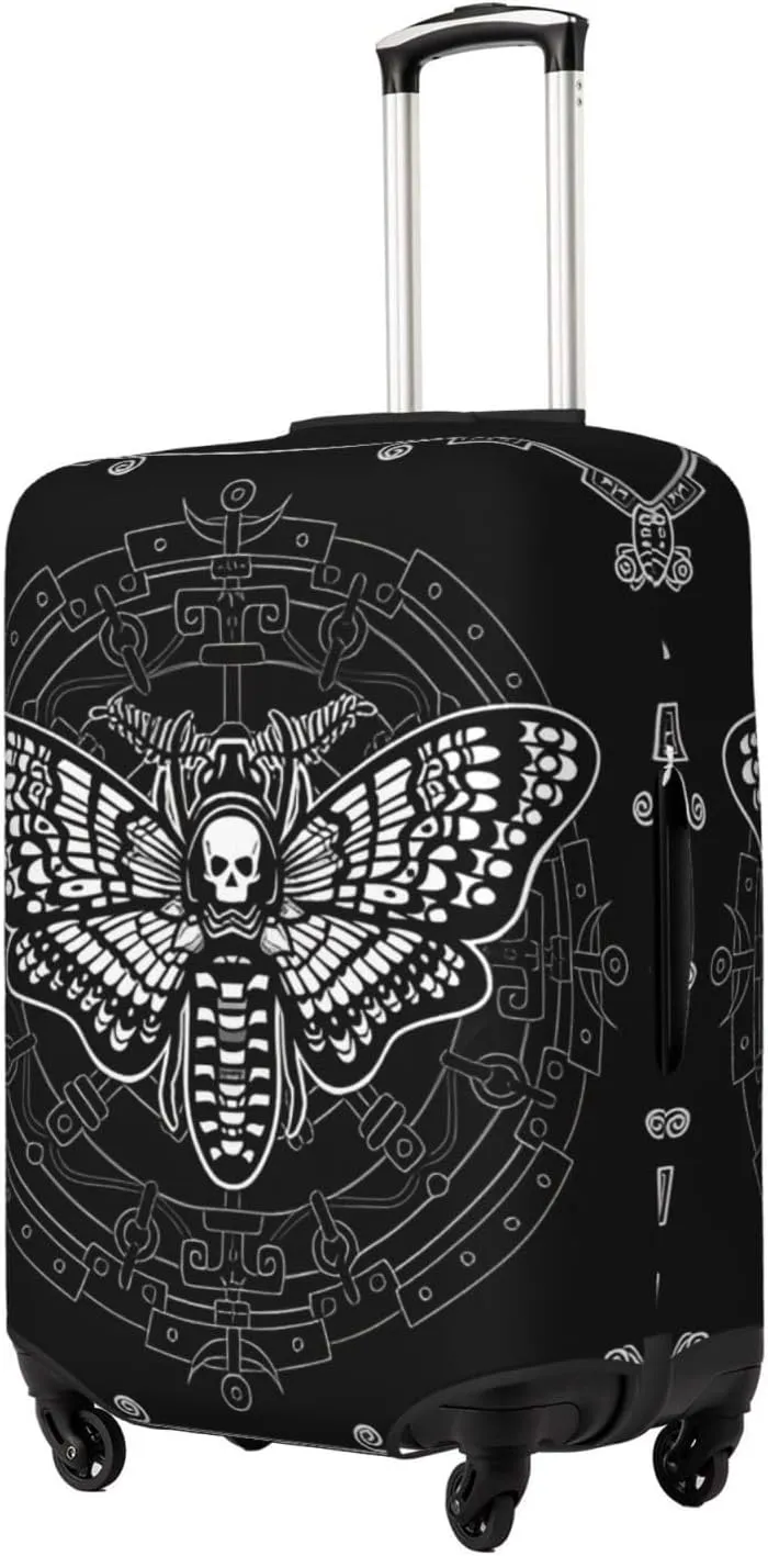 Travel Luggage Cover Suitcase Elastic Washable Moth Dead Head Mystical Suitcase Protector Bag,Dust-Proof Double-Sided Baggage Covers,Large