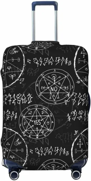 Travel Luggage Cover Suitcase Elastic Washable Stretch Alchemy Signs Gothic Suitcase Protector Bag,Anti-Scratch Spandex Double-Sided Baggage Covers For Wheeled Suitcase Kid Adult