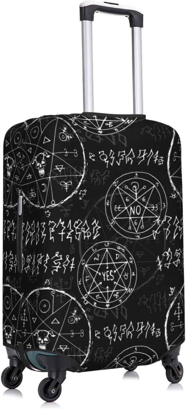 Travel Luggage Cover Suitcase Elastic Washable Stretch Alchemy Signs Gothic Suitcase Protector Bag,Anti-Scratch Spandex Double-Sided Baggage Covers For Wheeled Suitcase Kid Adult