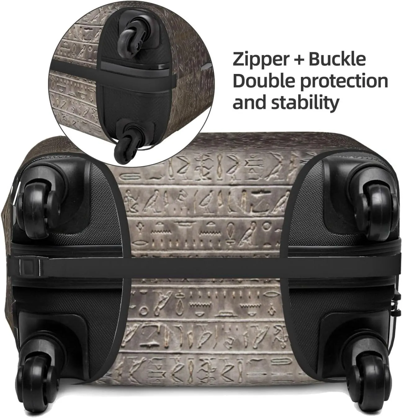 Travel Luggage Cover Suitcase Elastic Washable Stretch Ancient Egyptian Hieroglyphics Suitcase Protector Bag,Anti-Scratch Spandex With Zipper Closure Baggage Covers For Wheeled Suitcase Kid Adult