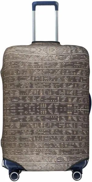Travel Luggage Cover Suitcase Elastic Washable Stretch Ancient Egyptian Hieroglyphics Suitcase Protector Bag,Anti-Scratch Spandex With Zipper Closure Baggage Covers For Wheeled Suitcase Kid Adult