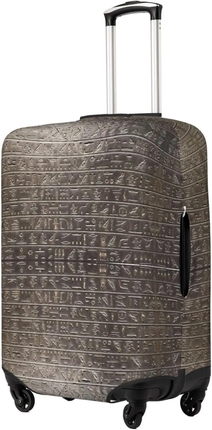 Travel Luggage Cover Suitcase Elastic Washable Stretch Ancient Egyptian Hieroglyphics Suitcase Protector Bag,Anti-Scratch Spandex With Zipper Closure Baggage Covers For Wheeled Suitcase Kid Adult