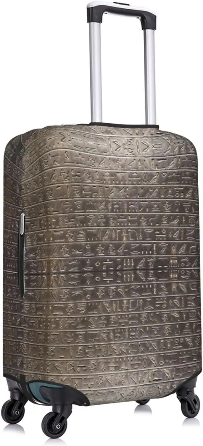 Travel Luggage Cover Suitcase Elastic Washable Stretch Ancient Egyptian Hieroglyphics Suitcase Protector Bag,Anti-Scratch Spandex With Zipper Closure Baggage Covers For Wheeled Suitcase Kid Adult