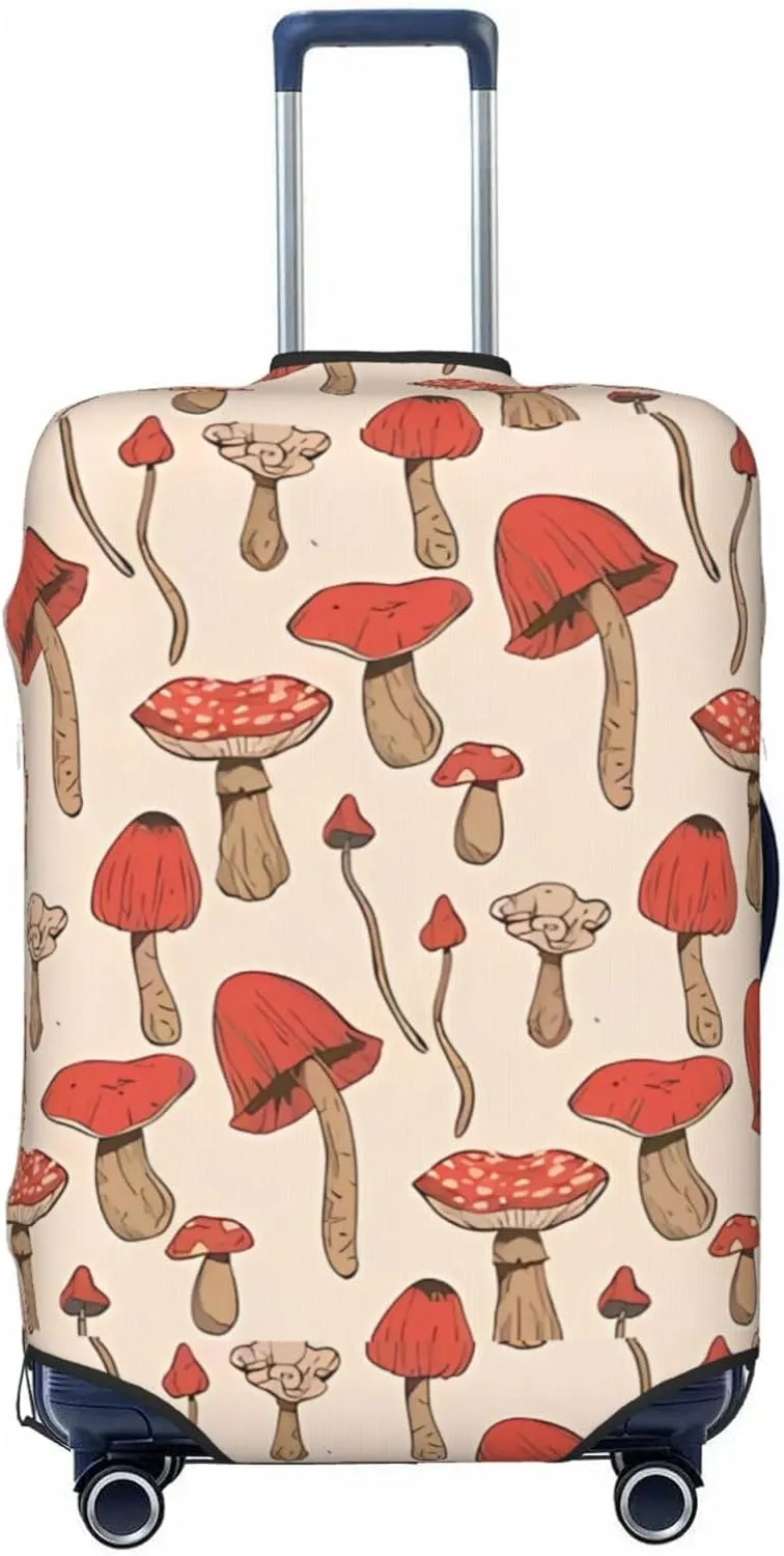 Travel Luggage Cover Suitcase Elastic Washable Stretch Autumn Forest Mushrooms Psychedelic Suitcase Protector Bag,Anti-Scratch Spandex Double-Sided Baggage Covers,X-Large