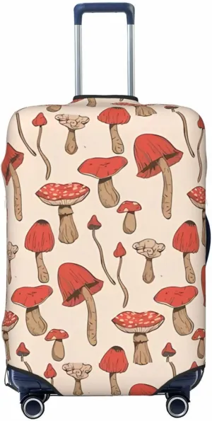 Travel Luggage Cover Suitcase Elastic Washable Stretch Autumn Forest Mushrooms Psychedelic Suitcase Protector Bag,Anti-Scratch Spandex Double-Sided Baggage Covers,X-Large