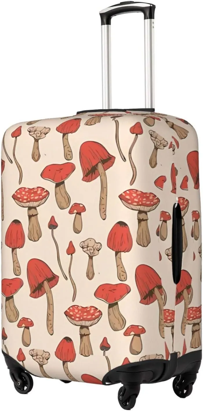 Travel Luggage Cover Suitcase Elastic Washable Stretch Autumn Forest Mushrooms Psychedelic Suitcase Protector Bag,Anti-Scratch Spandex Double-Sided Baggage Covers,X-Large