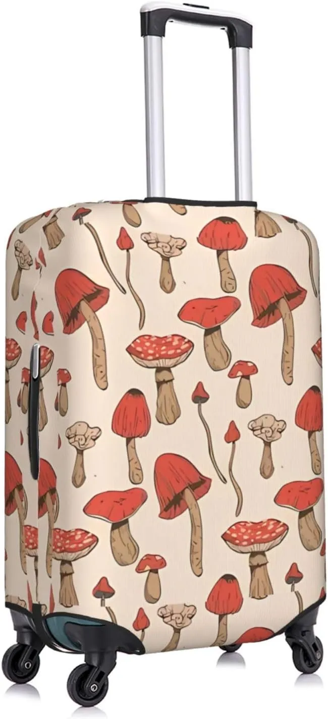 Travel Luggage Cover Suitcase Elastic Washable Stretch Autumn Forest Mushrooms Psychedelic Suitcase Protector Bag,Anti-Scratch Spandex Double-Sided Baggage Covers,X-Large