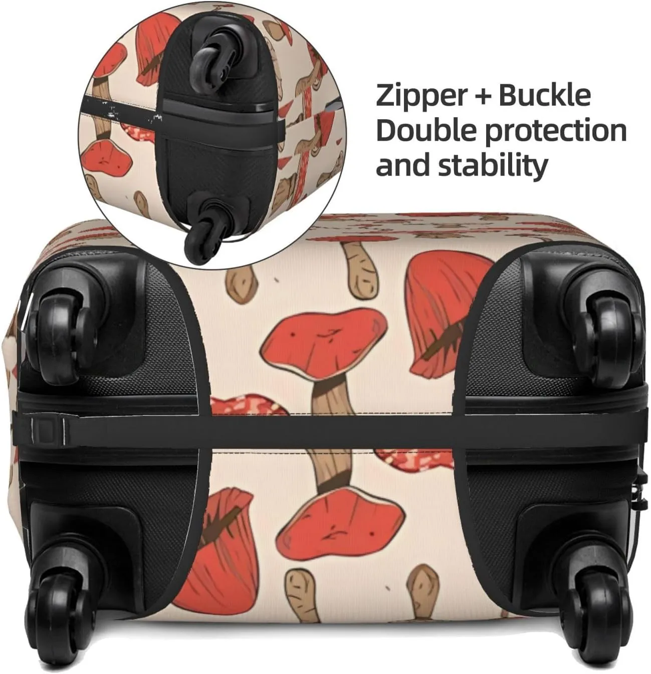 Travel Luggage Cover Suitcase Elastic Washable Stretch Autumn Forest Mushrooms Psychedelic Suitcase Protector Bag,Anti-Scratch Spandex Double-Sided Baggage Covers,X-Large
