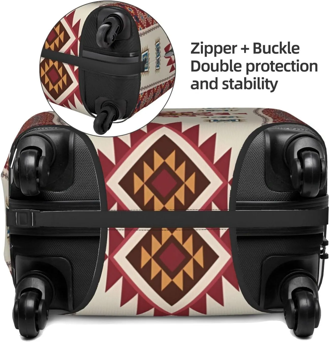 Travel Luggage Cover Suitcase Elastic Washable Stretch Aztec Mexican Native Tribal Ethnic Suitcase Protector Bag,Anti-Scratch Dust-Proof Double-Sided Baggage Covers For Wheeled Suitcase Kid Adult