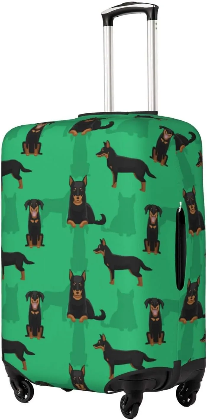 Travel Luggage Cover Suitcase Elastic Washable Stretch Beauceron Dogs Green Suitcase Protector Bag,Anti-Scratch Spandex Double-Sided Baggage Covers For Wheeled Suitcase Kid Adult