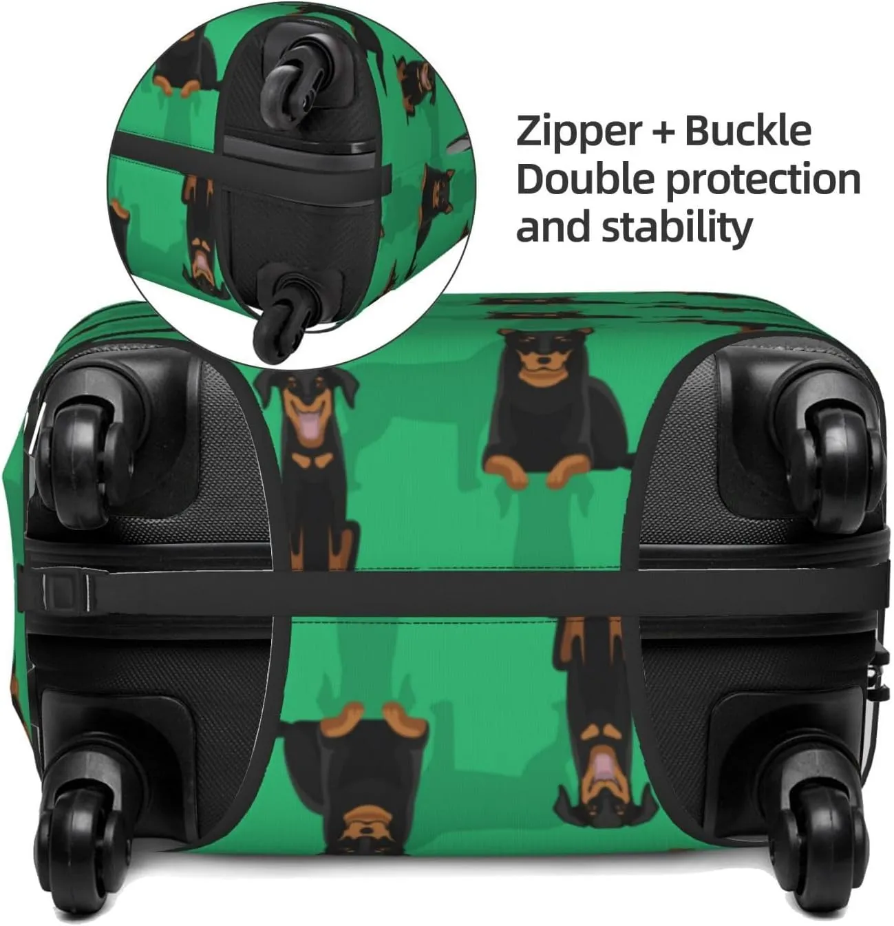 Travel Luggage Cover Suitcase Elastic Washable Stretch Beauceron Dogs Green Suitcase Protector Bag,Anti-Scratch Spandex Double-Sided Baggage Covers For Wheeled Suitcase Kid Adult
