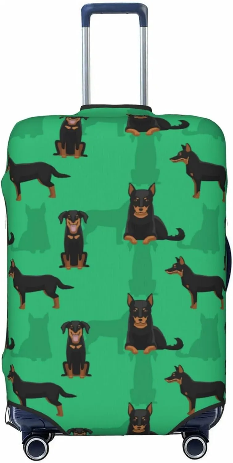 Travel Luggage Cover Suitcase Elastic Washable Stretch Beauceron Dogs Green Suitcase Protector Bag,Anti-Scratch Spandex Double-Sided Baggage Covers For Wheeled Suitcase Kid Adult