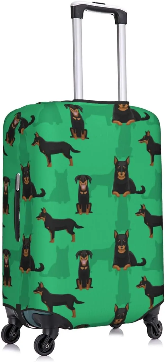 Travel Luggage Cover Suitcase Elastic Washable Stretch Beauceron Dogs Green Suitcase Protector Bag,Anti-Scratch Spandex Double-Sided Baggage Covers For Wheeled Suitcase Kid Adult