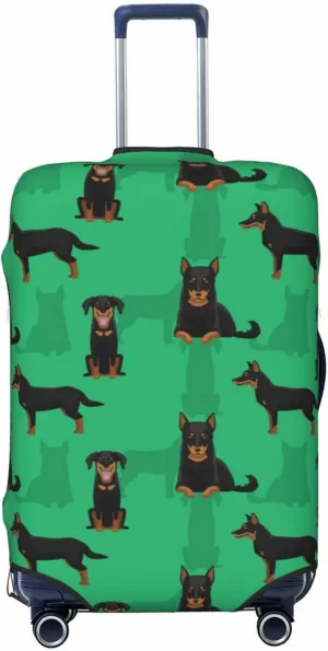 Travel Luggage Cover Suitcase Elastic Washable Stretch Beauceron Dogs Green Suitcase Protector Bag,Anti-Scratch Spandex Double-Sided Baggage Covers For Wheeled Suitcase Kid Adult