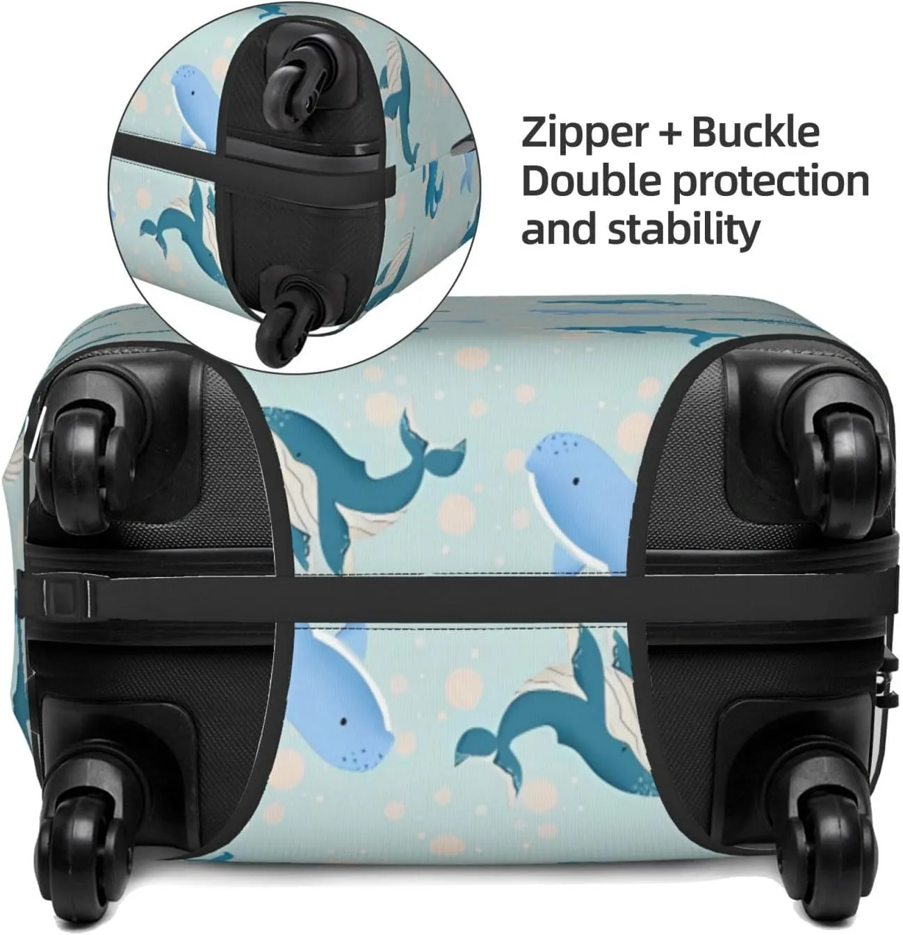 Travel Luggage Cover Suitcase Elastic Washable Stretch Blue Whale Print Suitcase Protector Bag,Anti-Scratch Spandex Double-Sided Baggage Covers For Wheeled Suitcase Kid Adult