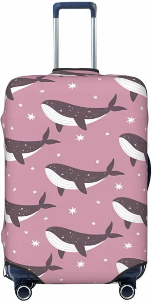 Travel Luggage Cover Suitcase Elastic Washable Stretch Cartoon Whale Stars Suitcase Protector Bag,Anti-Scratch Spandex With Zipper Closure Baggage Covers For Wheeled Suitcase Kid Adult