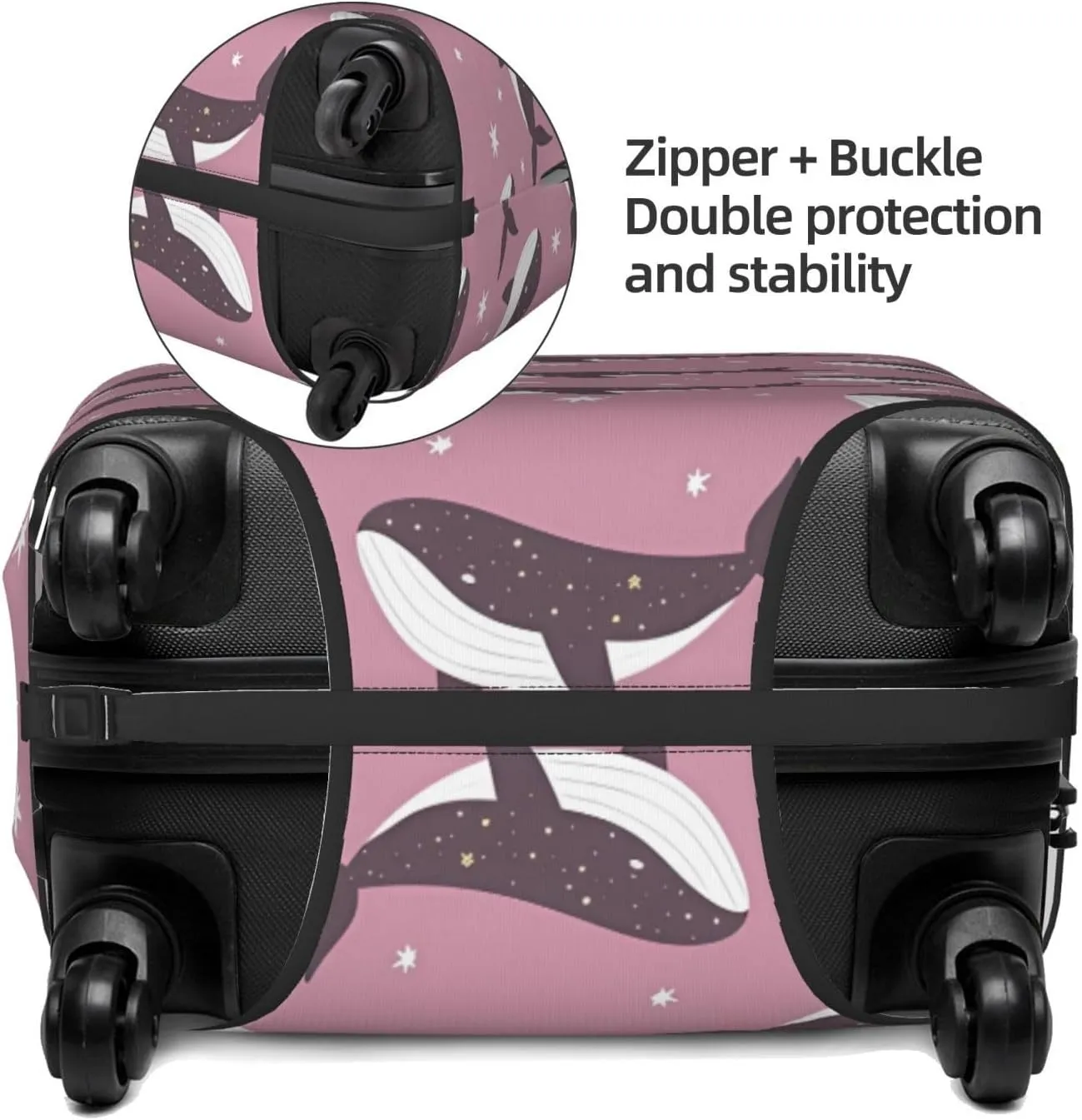 Travel Luggage Cover Suitcase Elastic Washable Stretch Cartoon Whale Stars Suitcase Protector Bag,Anti-Scratch Spandex With Zipper Closure Baggage Covers For Wheeled Suitcase Kid Adult