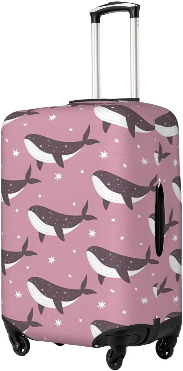 Travel Luggage Cover Suitcase Elastic Washable Stretch Cartoon Whale Stars Suitcase Protector Bag,Anti-Scratch Spandex With Zipper Closure Baggage Covers For Wheeled Suitcase Kid Adult
