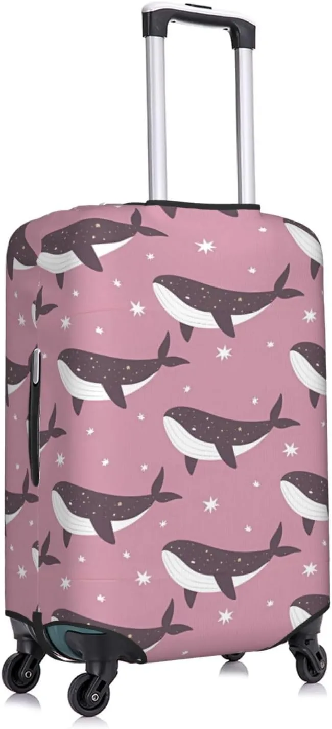 Travel Luggage Cover Suitcase Elastic Washable Stretch Cartoon Whale Stars Suitcase Protector Bag,Anti-Scratch Spandex With Zipper Closure Baggage Covers For Wheeled Suitcase Kid Adult