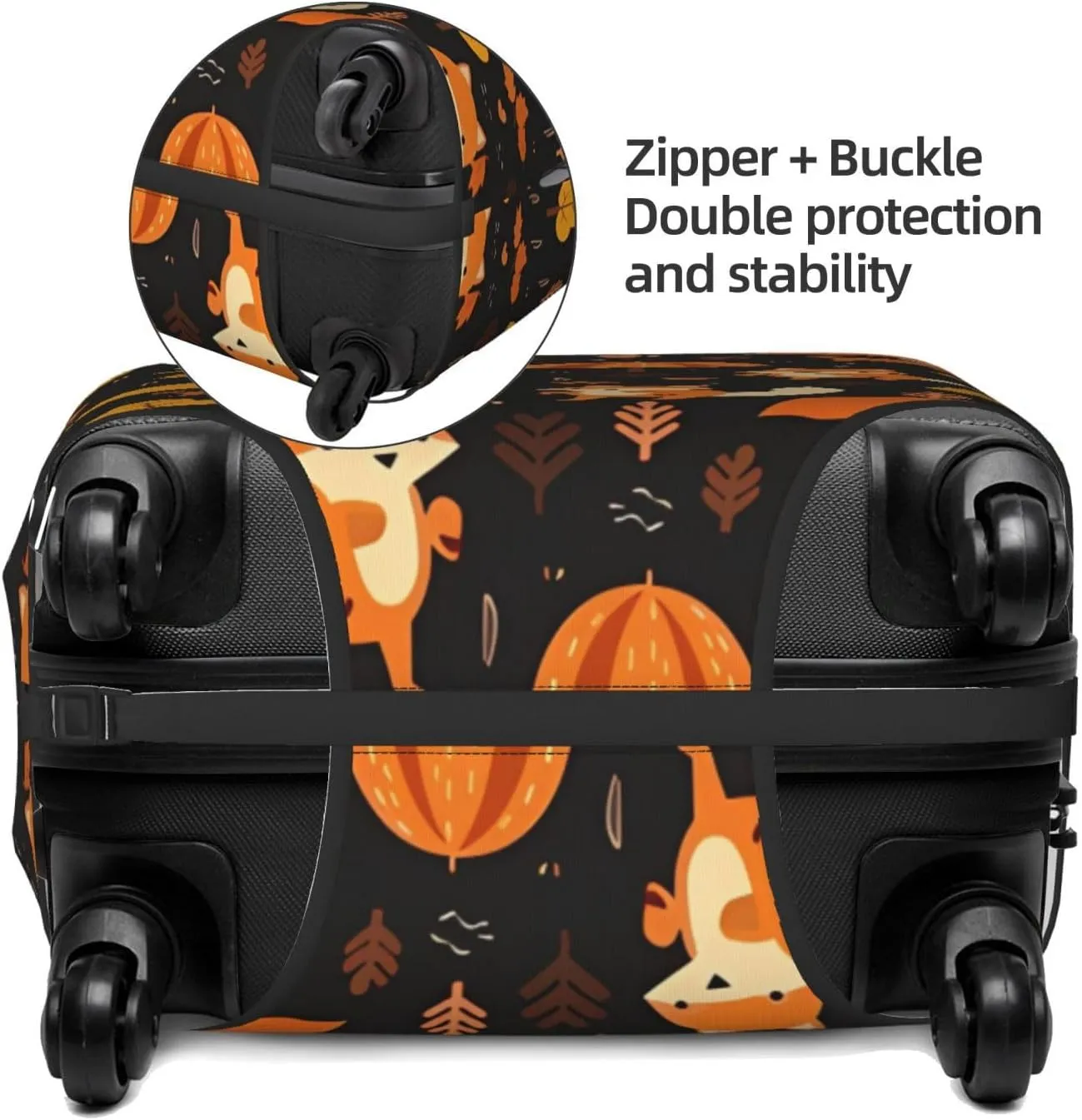 Travel Luggage Cover Suitcase Elastic Washable Stretch Cute Fox Autumn Forest Suitcase Protector Bag,Anti-Scratch Dust-Proof With Zipper Closure Baggage Covers For Wheeled Suitcase Kid Adult