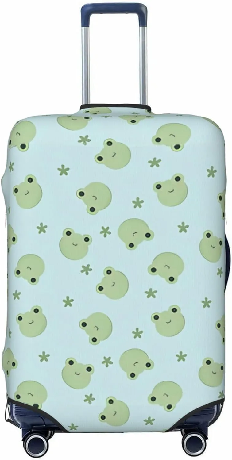 Travel Luggage Cover Suitcase Elastic Washable Stretch Cute Frogs Head Suitcase Protector Bag,Anti-Scratch Spandex Double-Sided Baggage Covers For Wheeled Suitcase Kid Adult